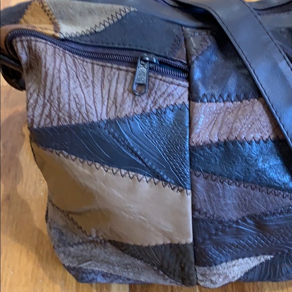 Vintage Brown Leather Patchwork Bag - Picture 2 of 8